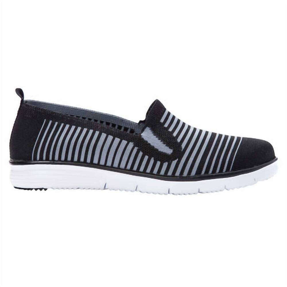 NEW PROPET women's travel fit slip-on sneakers in black/grey